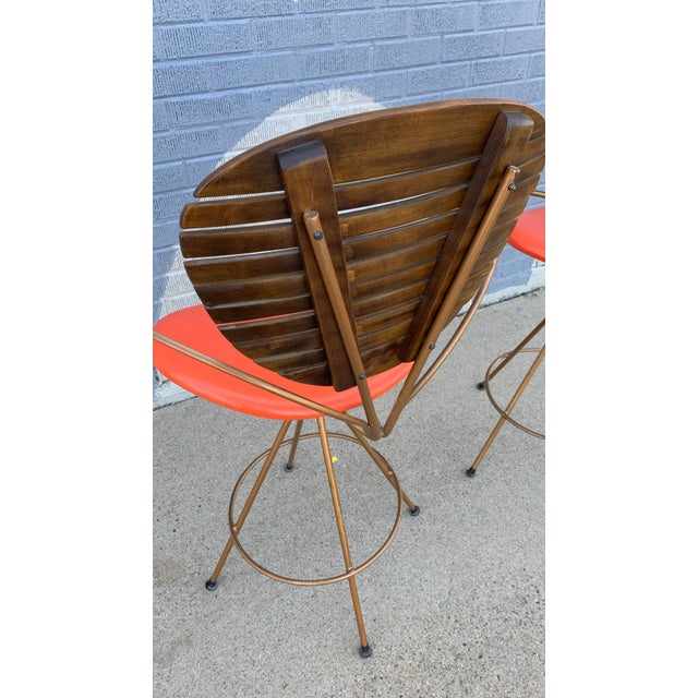 Mid-Century Modern Mid Century Arthur Umanoff for Howard-Shaver Barstools, a Pair For Sale - Image 3 of 11