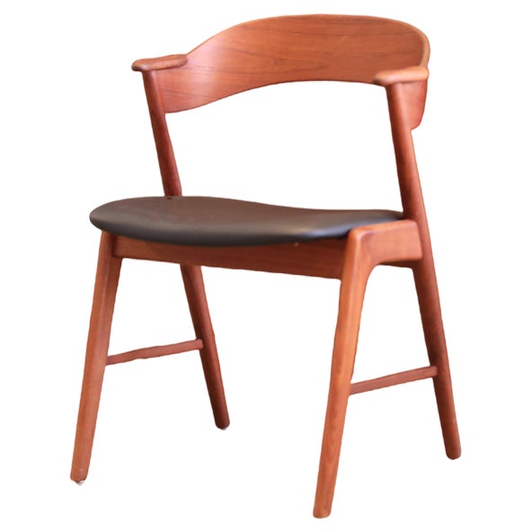 Danish Armchair in Teak with Seat Covered in Black Leather from Korup Stolefabrik, 1960s For Sale