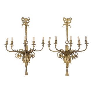 Louis XVI Style Ormolu Wall Lights, 19th Century, Set of 2 For Sale