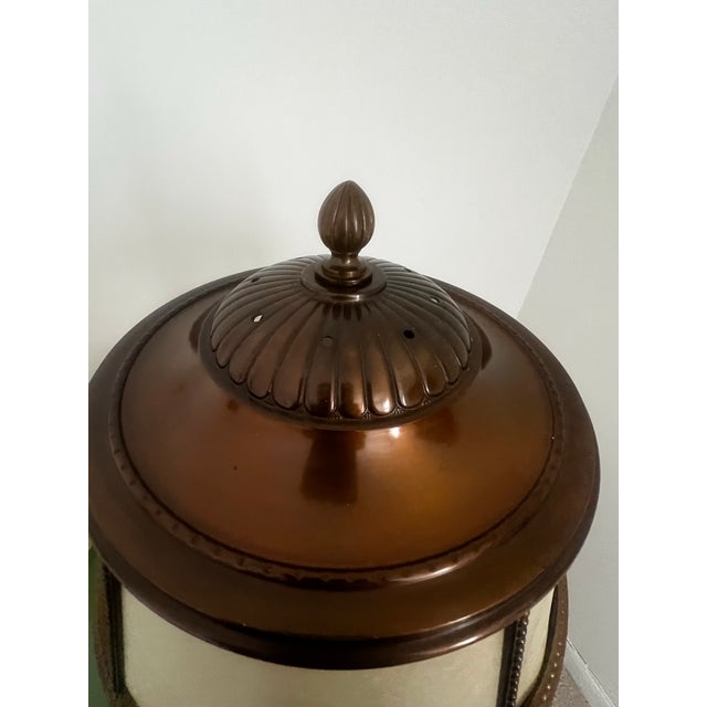 Substantial Antique Bronze Table Lamp, Original Vellum Shade, Rewired, Circa 1930s For Sale - Image 4 of 4