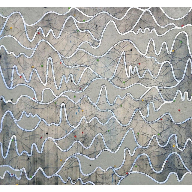 Abstract "Waves Blue/Grey" Original Arwork by Petra Ros-Nickel For Sale - Image 10 of 10