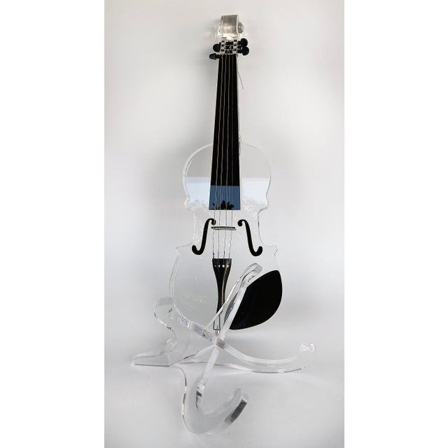 Custom-Made Lucite Violin Sculpture on Stand Signed and Numbered Limited Edition #1/10 For Sale - Image 4 of 13