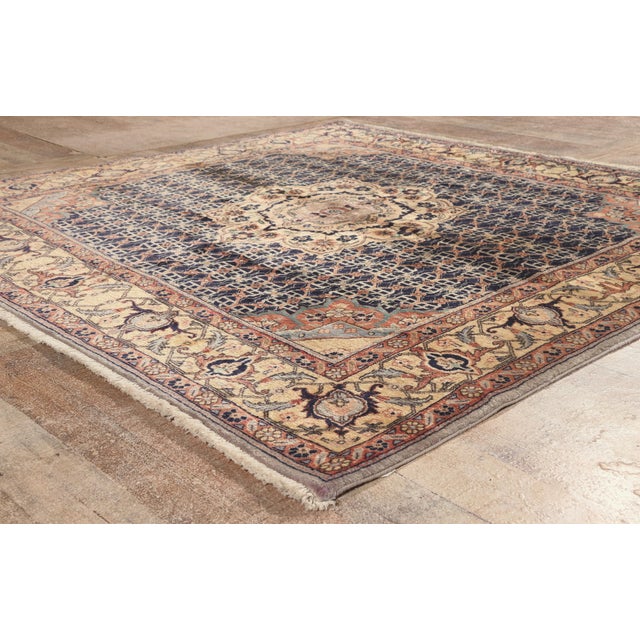 Navy Blue Vintage Persian Bijar Rug, 06'04 X 06'06 For Sale - Image 8 of 10