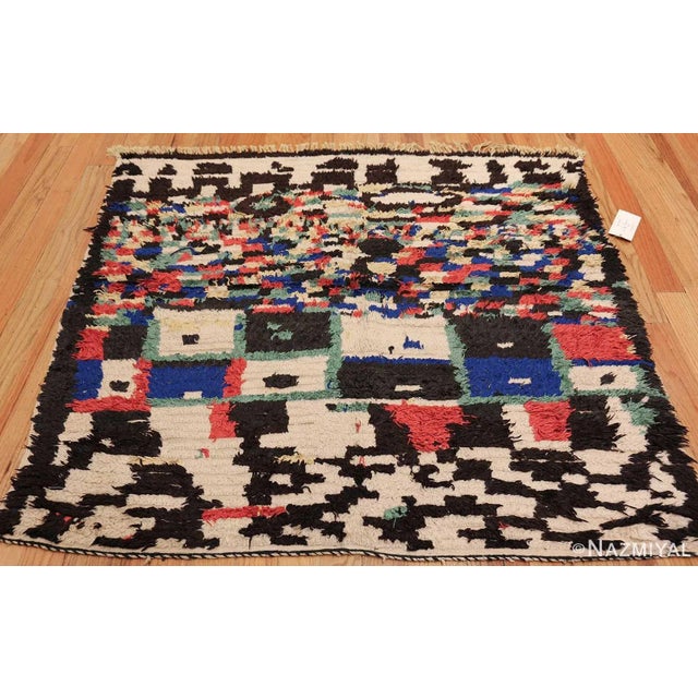 Mid 20th Century Nazmiyal Collection Square Vintage Moroccan Boucherouite Rug For Sale - Image 5 of 7