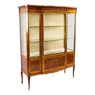 French Parquetry Ormolu Mounted Vitrine Cabinet, 19th Century For Sale