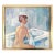 Mid-Century Modern 'Bath Time' Figurative Portrait Oil Painting, Framed For Sale