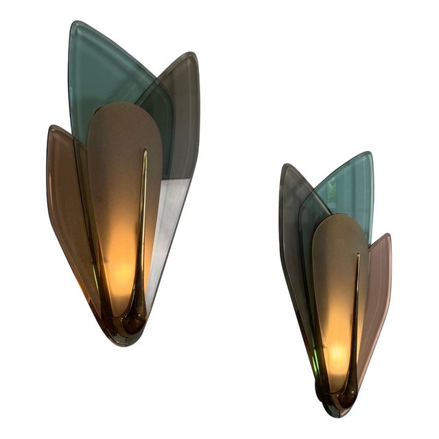 Large Sconces attributed to Max Ingrand for Fontana Artes, Italy, 1955, Set of 2 For Sale