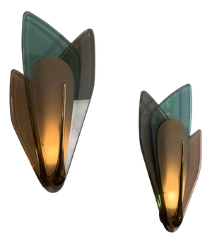 Large Sconces attributed to Max Ingrand for Fontana Artes, Italy, 1955, Set of 2