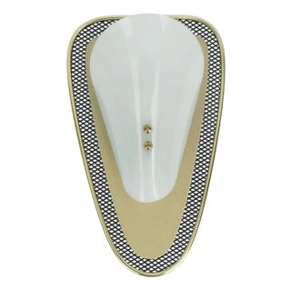 Metal Mesh and Brass with White Acrylic Shade Scone, 1950s For Sale