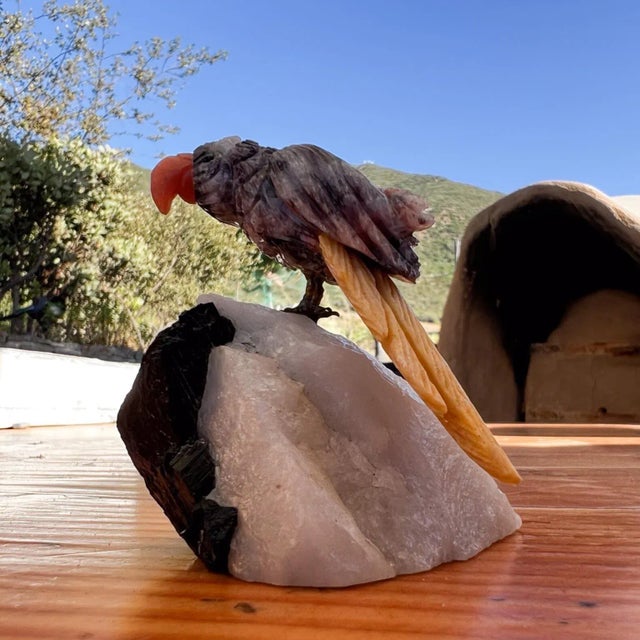 1980s Rock Art Bird Sculpture Colored Quartz Stone For Sale - Image 13 of 13