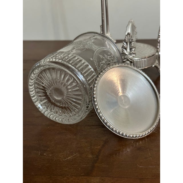 Silver 19th Century Ntique Victorian Silver Plate Pickle Castor With Figural Glass For Sale - Image 8 of 10
