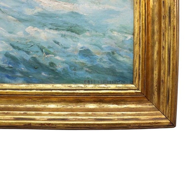 Oil on Board Painting of a Maine Coastal Scene Signed by Mo Henneman C1920 For Sale - Image 10 of 12