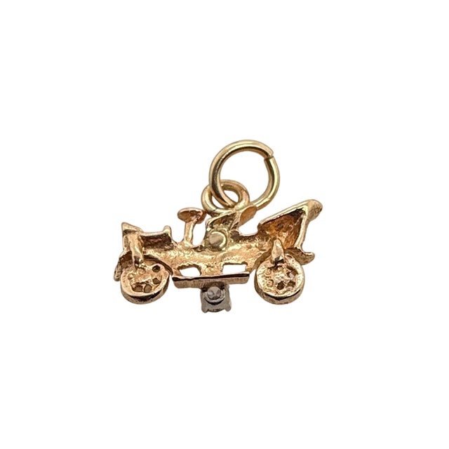 American Vintage 14k Gold Antique Car Charm With Diamond Accent For Sale - Image 3 of 3