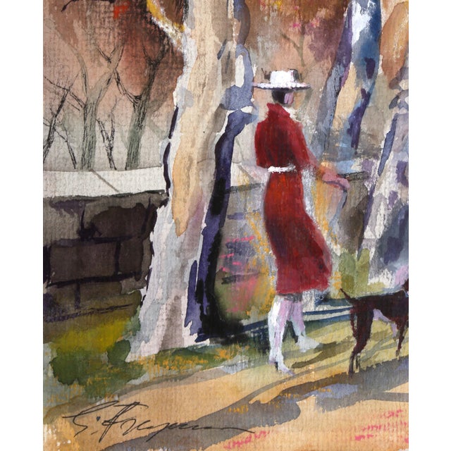 West Side Stroll Erik Freyman Size: 10 in. x 7.5 in. Watercolor with pastel on paper, signed in pen A depiction of the...