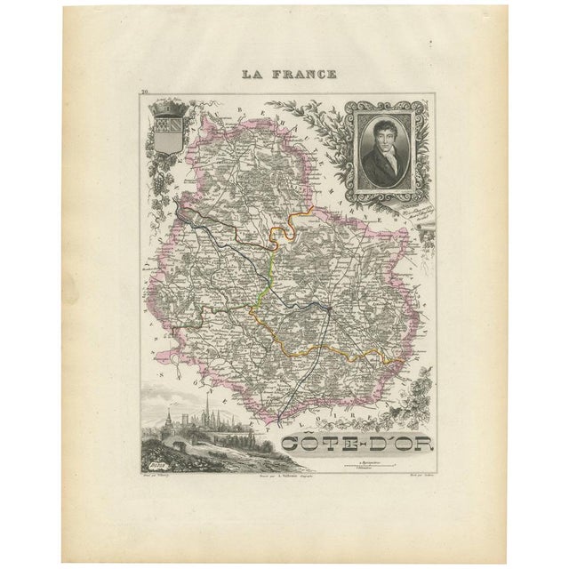 Map of Côte-Dor France with Dijon and Burgundy Wine Region, 1800s For Sale - Image 10 of 10