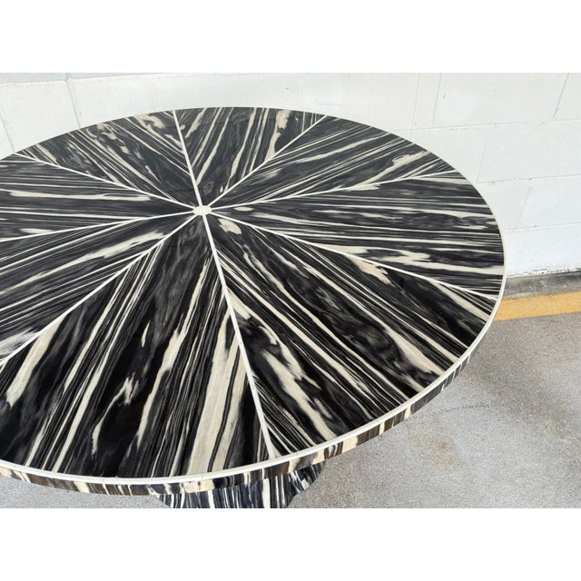 2020s Made Goods Modern Zebra Gloss Faux Bone Novak Entry Table For Sale - Image 5 of 6