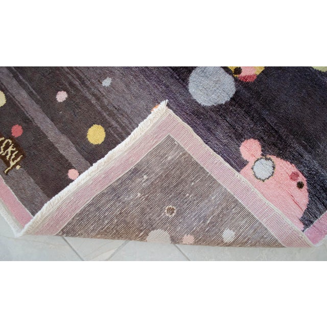 1980s Vintage Kandinsky Style Several Circles Hand Knotted Area Rug For Sale - Image 10 of 17