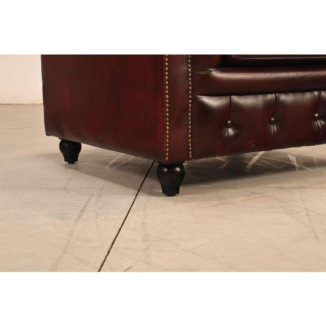 Chesterfield Style Pair of Oxford Red Leather Club Chairs For Sale - Image 12 of 18