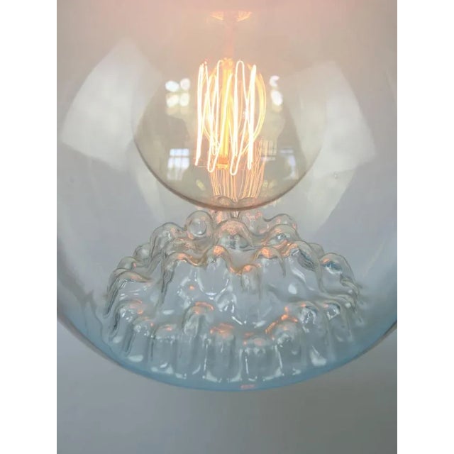 Mid-Century Italian Chrome and Murano Glass Pendant Lamp For Sale - Image 4 of 9