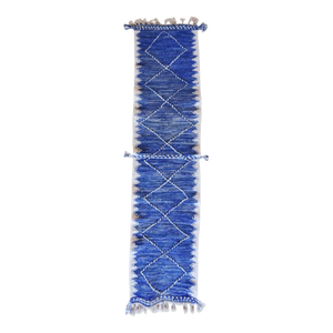 Blue Moroccan Runner Rug - 8.3 X 2.1 Ft