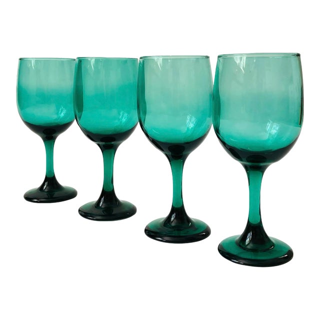 Emerald Green Wine Glasses - Set of 4 For Sale