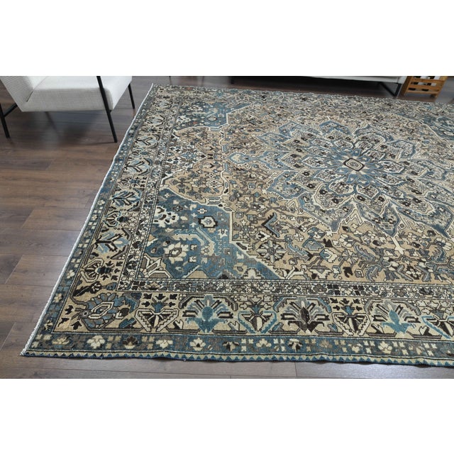 1970s Vintage Persian Handmade Wool Cotton Light Brown Area Rug For Sale - Image 4 of 11