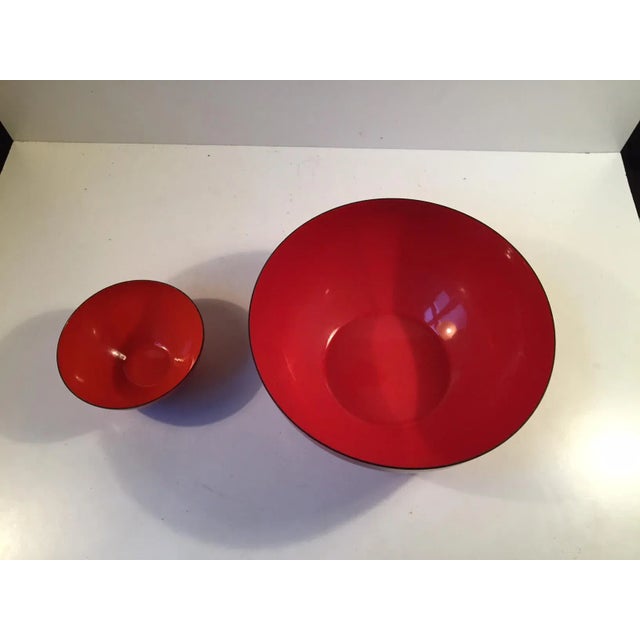 Mid-Century Modern Finnish Enamel Bowls by Kaj Franck for Finel, 1950s, Set of 2 For Sale - Image 3 of 9