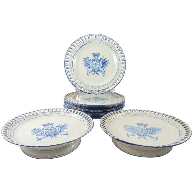 Late 19th Century French Faience Pottery Set by Galle Eight Plates & Two Compotes - Set of 10 For Sale - Image 12 of 12