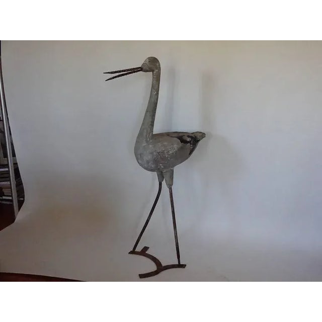 Art Deco Cast Stone English Garden Heron For Sale - Image 3 of 6