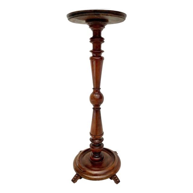 Early 20th C. Victorian Art Deco Mahogany Pedestal Plant Stand For Sale