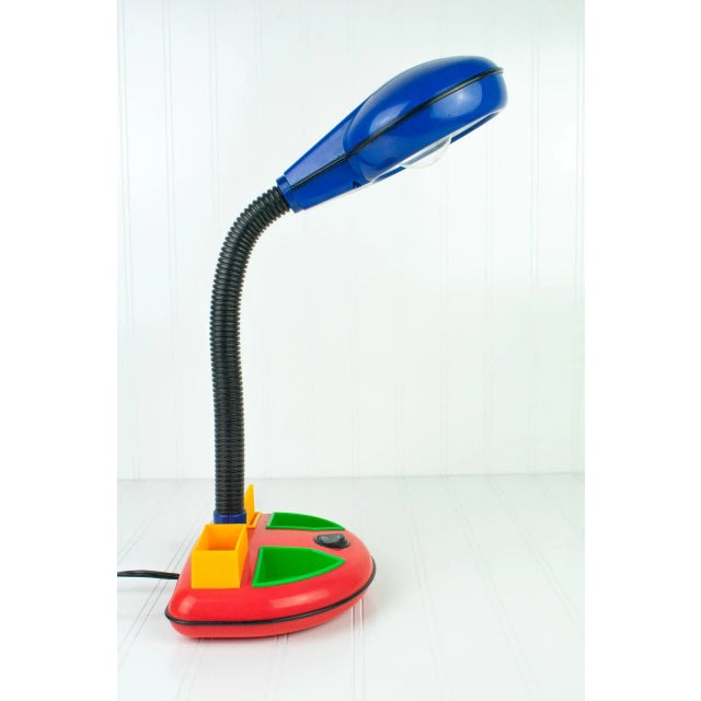 Vintage 1980's Rabbit Tanaka Gooseneck Memphis Desk Lamp & Organizer Primary colors: Red, Blue, Green, Yellow. Excellent...
