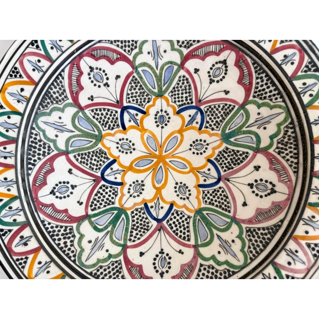 Moroccan Moroccan Handmade Polychrome Ceramic Decorative Bowl in Mosaic Pattern For Sale - Image 3 of 17