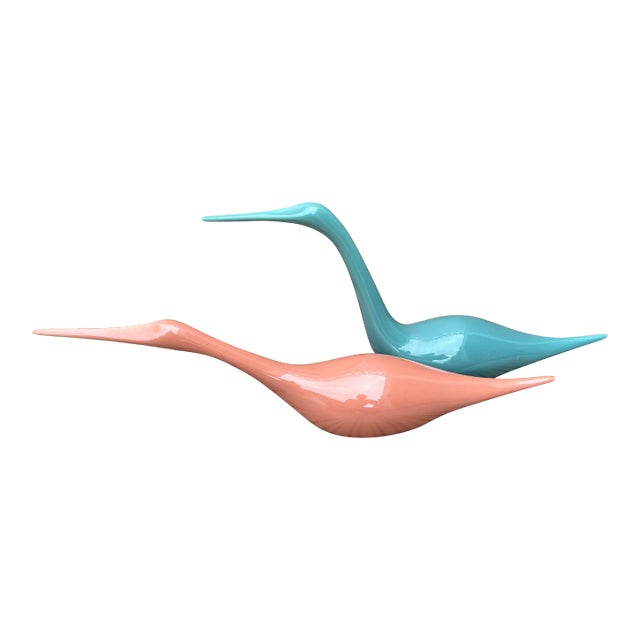 Large Postmodern Ceramic Birds Figurines by Jaru For Sale