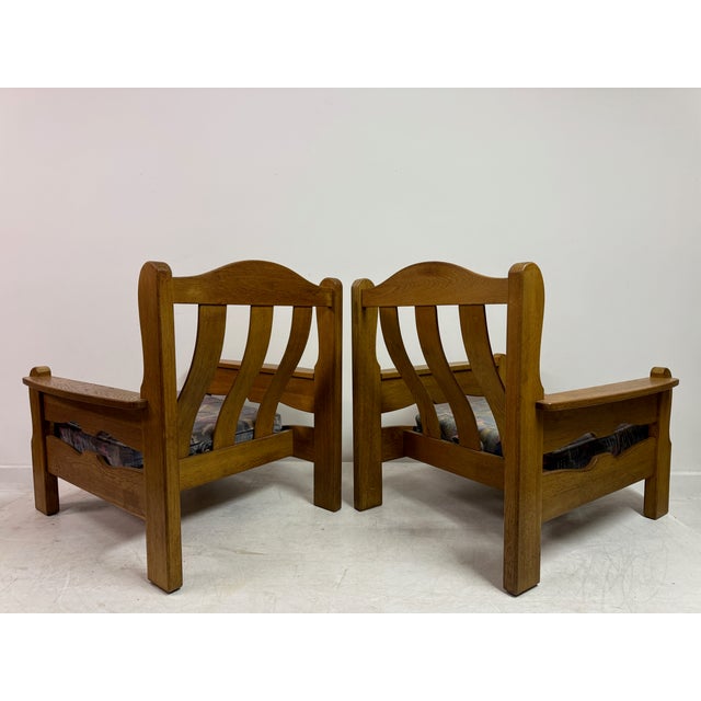 Vintage Brutalist Oak Armchairs, 1960s, Set of 2 For Sale - Image 10 of 12