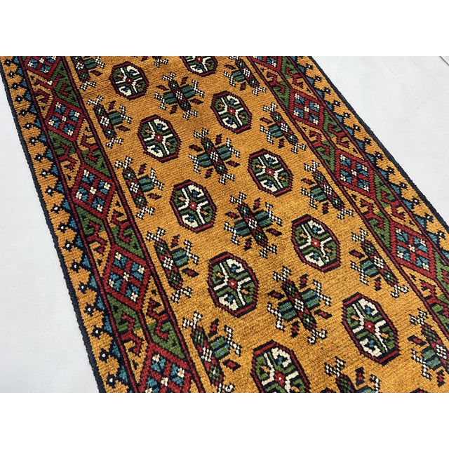 1990s Terracotta Brown Turkmen Wool Runner Rug, Tribal Geometric Gul Design For Sale - Image 5 of 13
