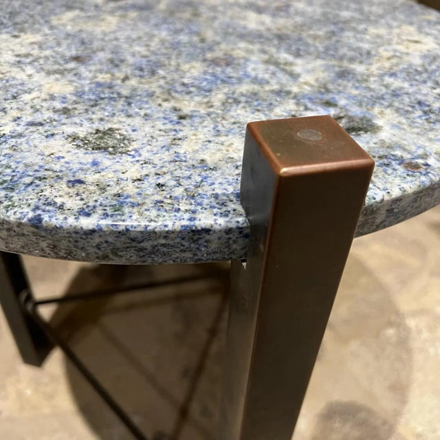 AMBIANIC presents 1970s Side Table blue stone on a richly patinated bronze frame No label. In the style of artist designer...