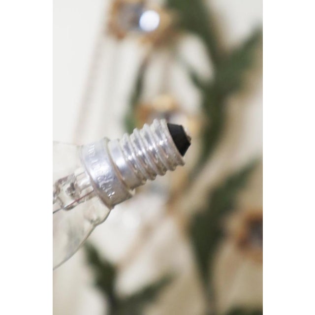 Hollywood Regency Gilt Wall Lamp with Crystal Flowers and Tassels, 1960 For Sale - Image 3 of 14