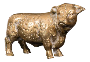 1900s Antique Victorian English Decorative Brass Bull Figure