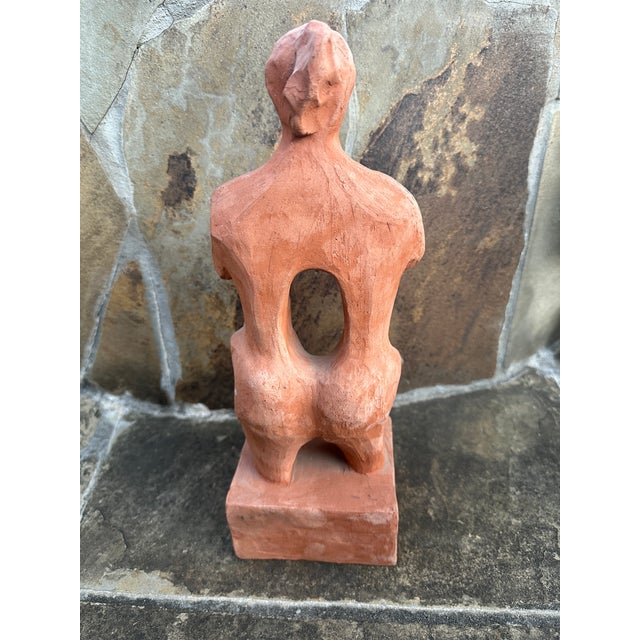 Vintage Modernist Cubist Terracotta Figure Sculpture — Abstract Female Form — Studio Art For Sale In Houston - Image 6 of 7
