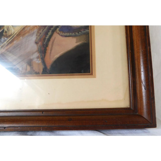 Vintage Original Signed Nautical Seascape Sailboat Watercolor Framed Hanging Wall Art Picture For Sale - Image 11 of 14