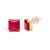 Contemporary 18K Yellow Gold 7x7 MM Created Red Ruby Princess Cut Solitaire Stud Earrings, Pair For Sale - Image 3 of 4