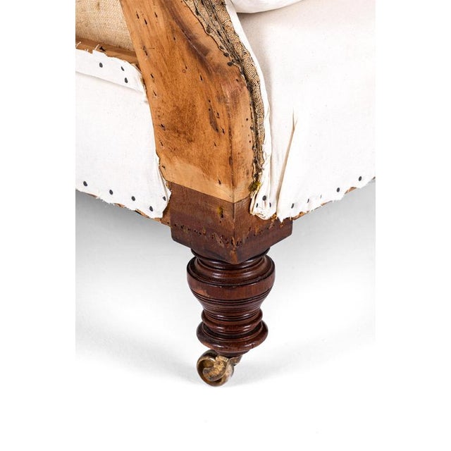 Brown English Button Back Armchair, 19th Century For Sale - Image 8 of 14