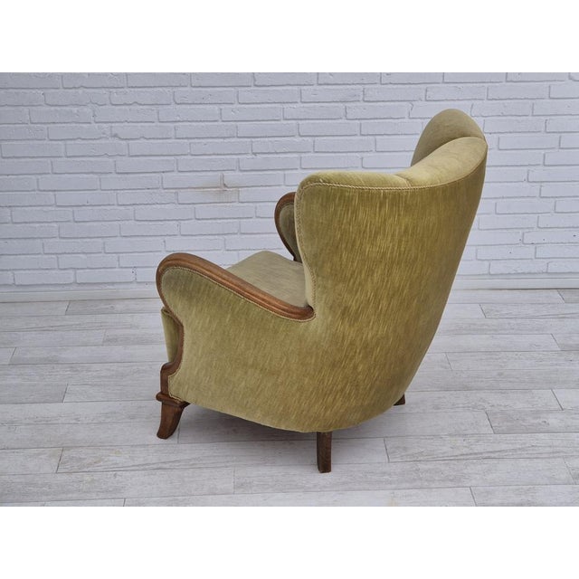 Danish Armchair in Furniture Velour and Oak, 1960s For Sale - Image 15 of 18