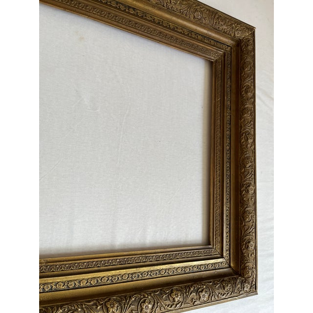 Large Vintage Giltwood Picture Frame with Floral Relief, 1930 For Sale - Image 11 of 12