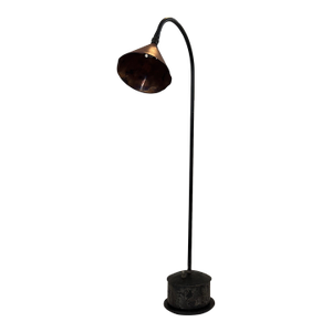 Vintage Industrial Gooseneck Desk Lamp With Patinated Copper Shade, Mid-Century Modern