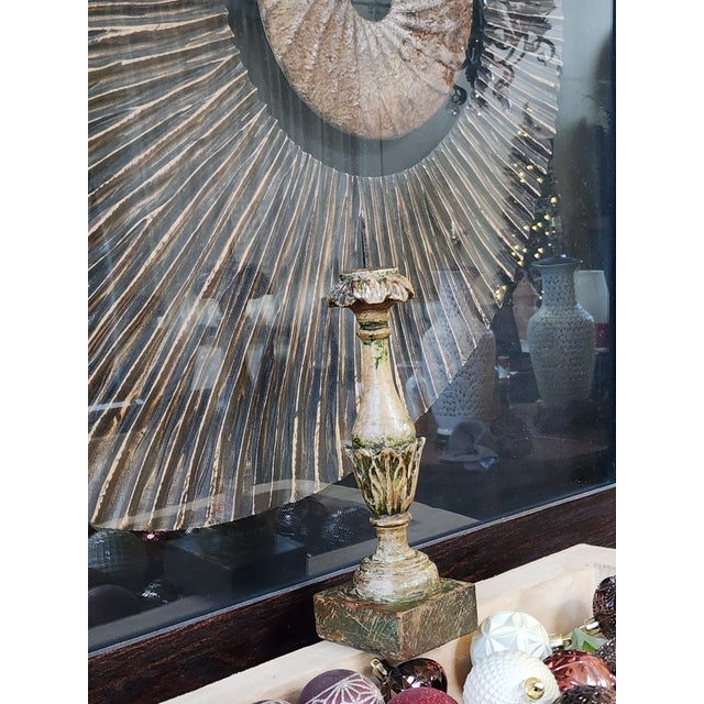 Wood 19th Century Antique Hand Carved Wooden Candle Stand Holder For Sale - Image 7 of 8