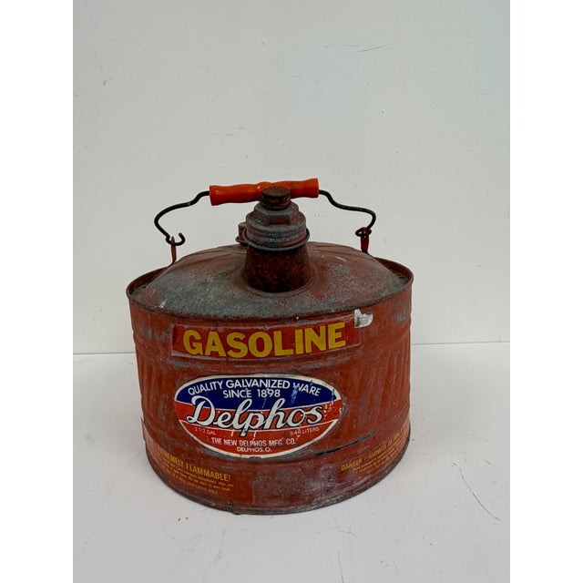 1970s Vintage Galvanized Gasoline Can For Sale - Image 5 of 9