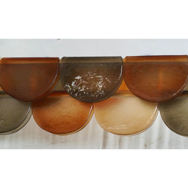 Rectangular Murano Amber Smoky Art Glass and Brass Chandelier, 2000s For Sale - Image 6 of 9