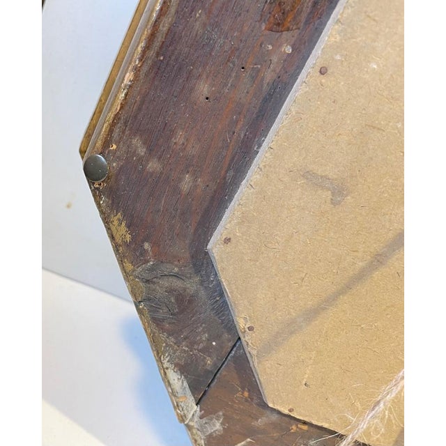 Gold 19th Century Scandinavian Octagonal Wall Mirror in Gilded Wood For Sale - Image 8 of 15