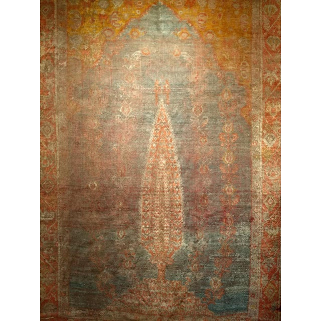 19th Century Turkish Oushak Rug, Tree of Life Design, Aqua Blue, 7' x 10' For Sale In Chicago - Image 6 of 13